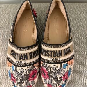 Dior Floral Embroidered Loafers - Pink, Blue, Cream